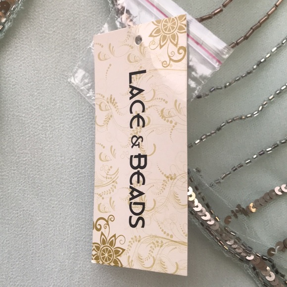 Lace & Beads Amazing Pale Green Beaded Romper - Picture 7 of 11